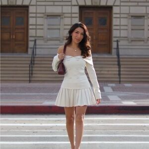 SHEIN Off-Shoulder Cream Dress